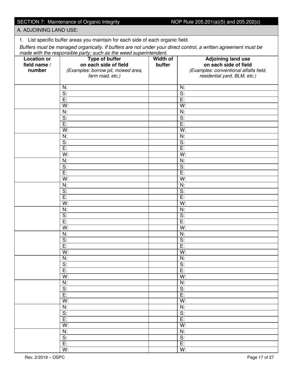 Organic System Plan for Crops - Idaho, Page 17