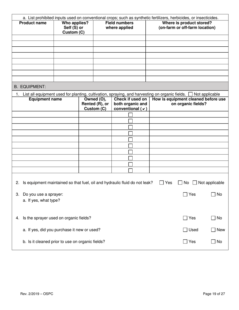 Organic System Plan for Crops - Idaho, Page 19