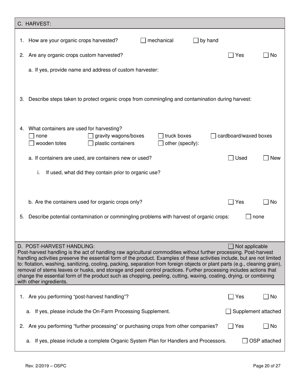 Organic System Plan for Crops - Idaho, Page 20
