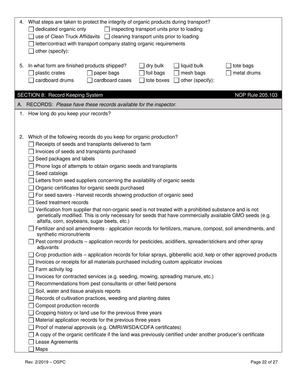 Organic System Plan for Crops - Idaho, Page 22