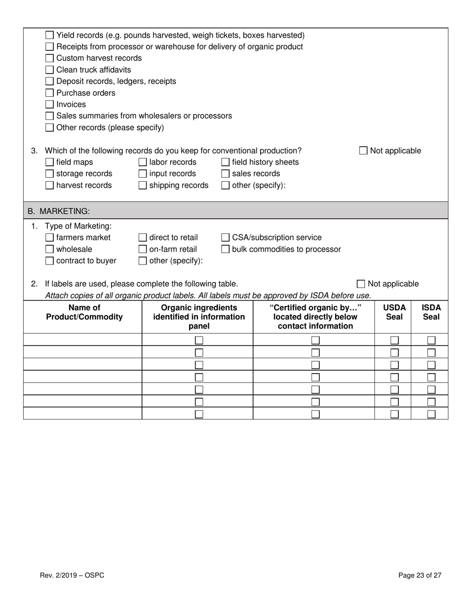 Organic System Plan for Crops - Idaho, Page 23