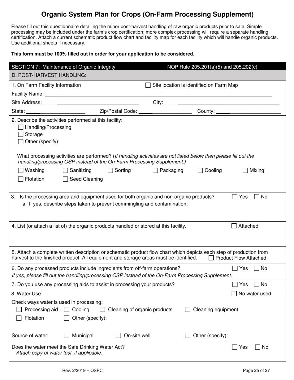 Organic System Plan for Crops - Idaho, Page 25