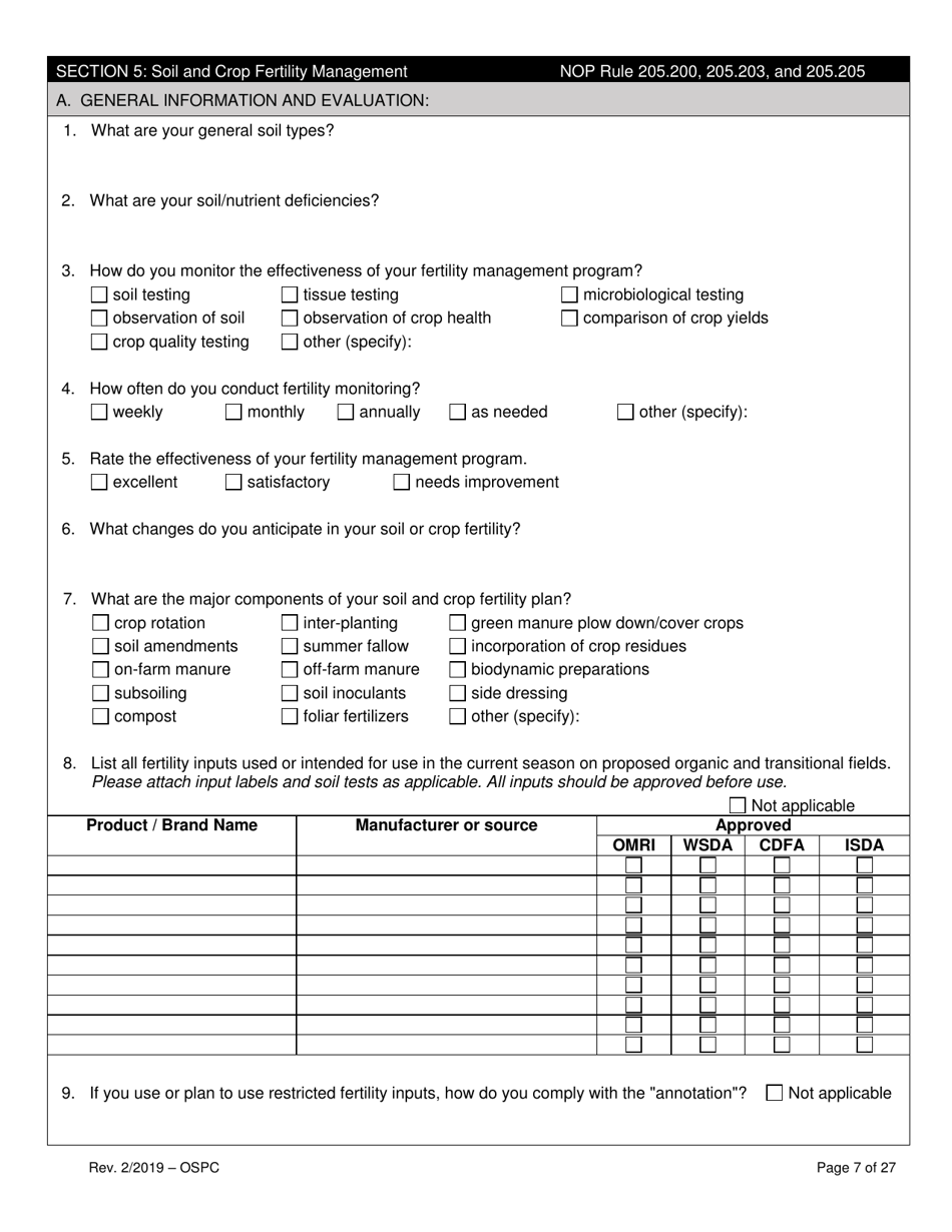 Organic System Plan for Crops - Idaho, Page 7