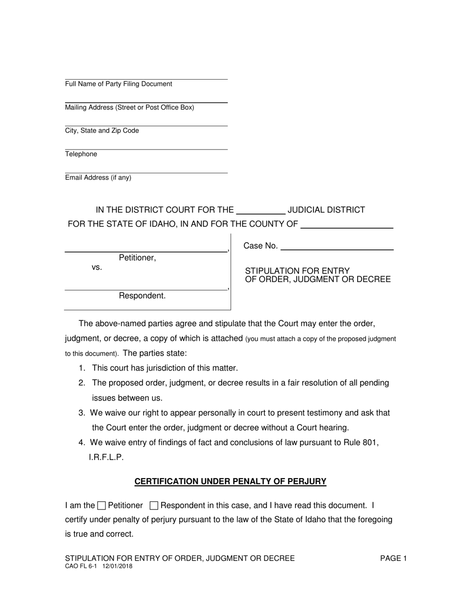 Form CAO FL6-1 - Fill Out, Sign Online and Download Printable PDF ...