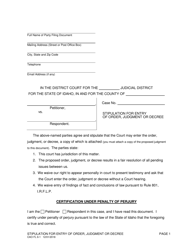 Form CAO FL6-1 &quot;Stipulation for Entry of Order, Judgment or Decree&quot; - Idaho