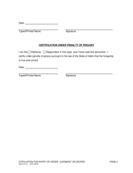 Form CAO FL6-1 &quot;Stipulation for Entry of Order, Judgment or Decree&quot; - Idaho, Page 2