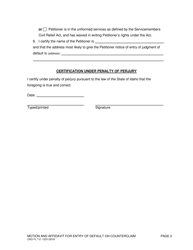 Form CAO FL7-2 Motion and Affidavit for Entry of Default on Counterclaim - Idaho, Page 2