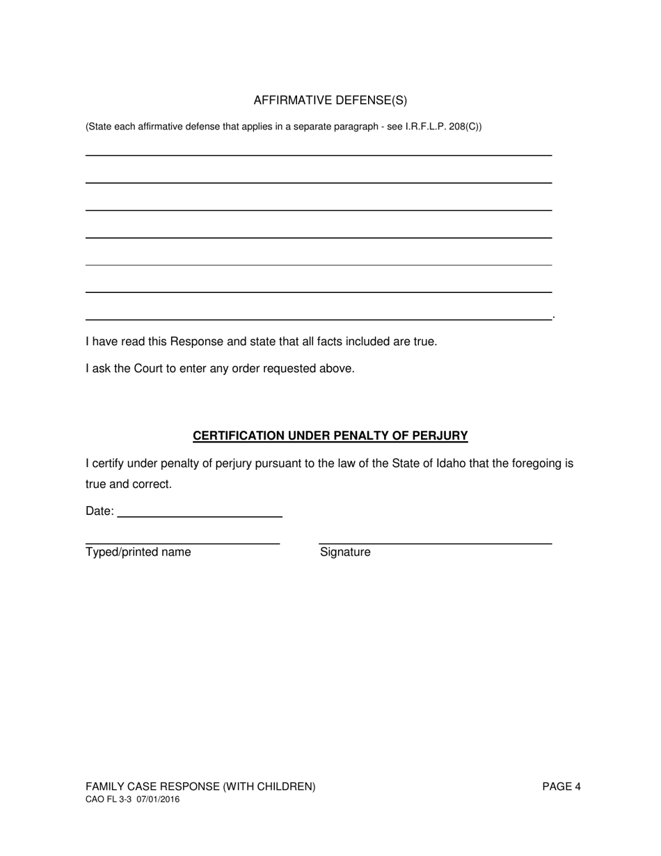 Form CAO FL3-3 - Fill Out, Sign Online and Download Printable PDF ...