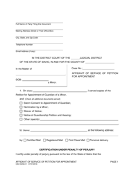 Form CAO GCM2-1 Affidavit of Service of Petition for Appointment - Idaho