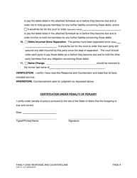 Form CAO FL3-4 Family Case Response and Counterclaim (No Children) - Idaho, Page 4