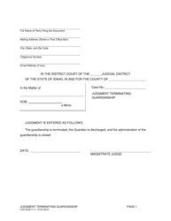 Document preview: Form CAO GCM11-4 Judgement Terminating Guardianship - Idaho