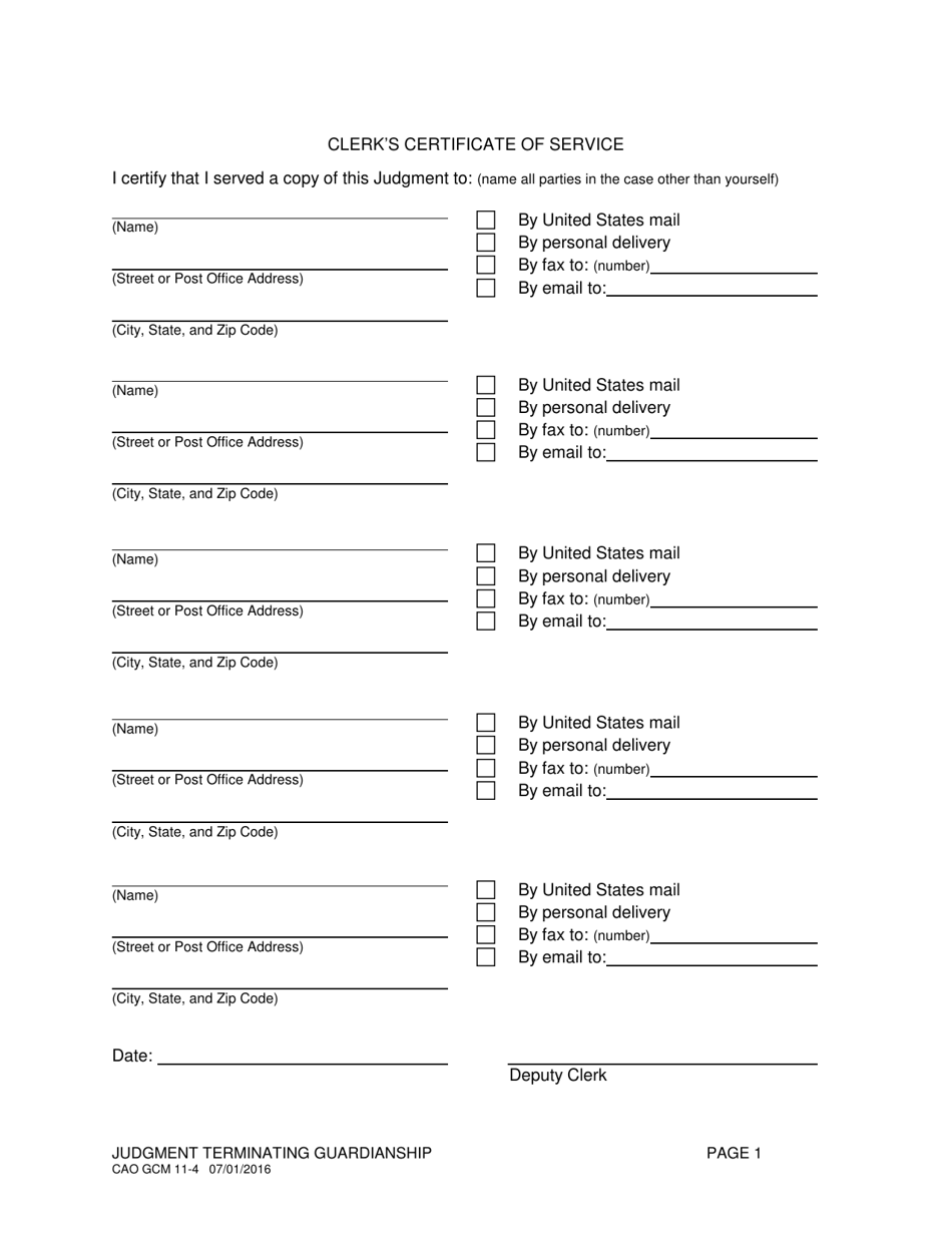 Form CAO GCM11-4 Download Printable PDF or Fill Online Judgement ...