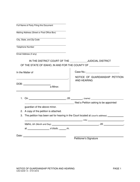 Form CAO GCM1-5  Printable Pdf