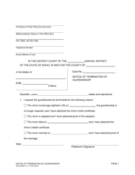 Document preview: Form CAO GCM11-5 Notice of Termination of Gaurdianship - Idaho