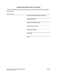 Form CAO GC9-6 Proposed Guardianship Care Plan - Idaho, Page 6