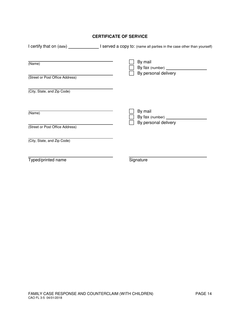 Form CAO FL3-5 Family Case Response and Counterclaim (With Children) - Idaho, Page 14