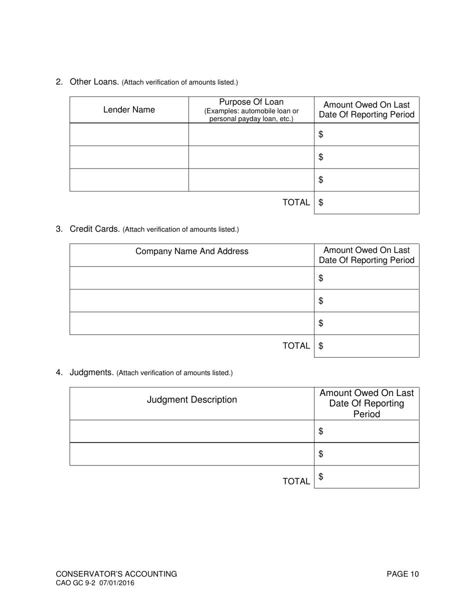 Form CAO GC9-2 Conservators Accounting - Idaho, Page 10