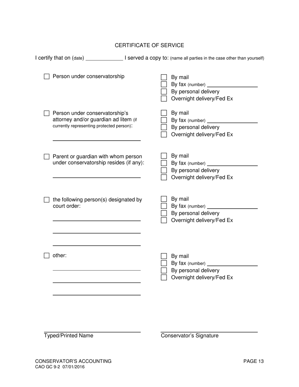 Form CAO GC9-2 Conservators Accounting - Idaho, Page 13