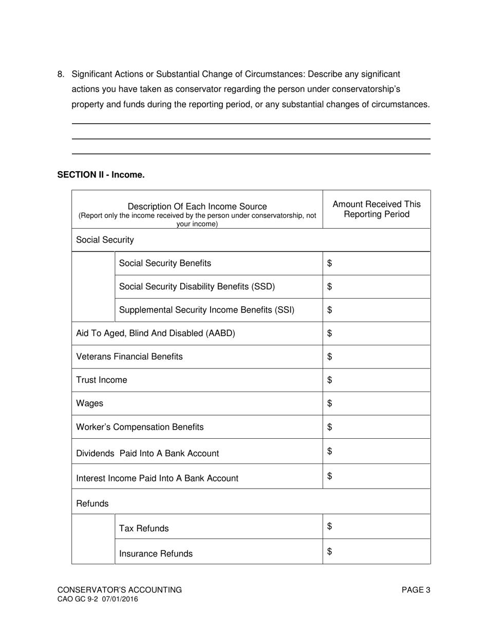 Form CAO GC9-2 Conservators Accounting - Idaho, Page 3