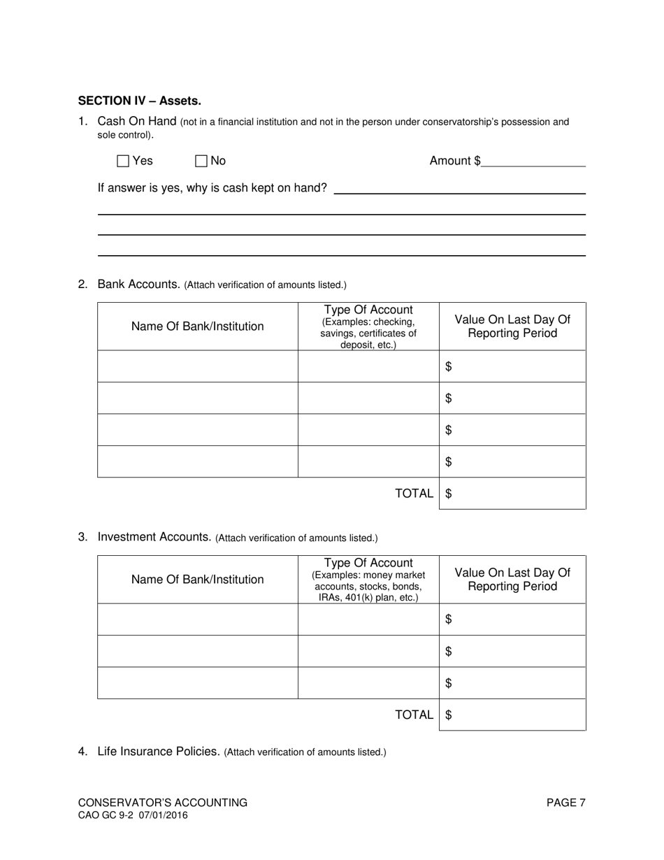 Form CAO GC9-2 Conservators Accounting - Idaho, Page 7