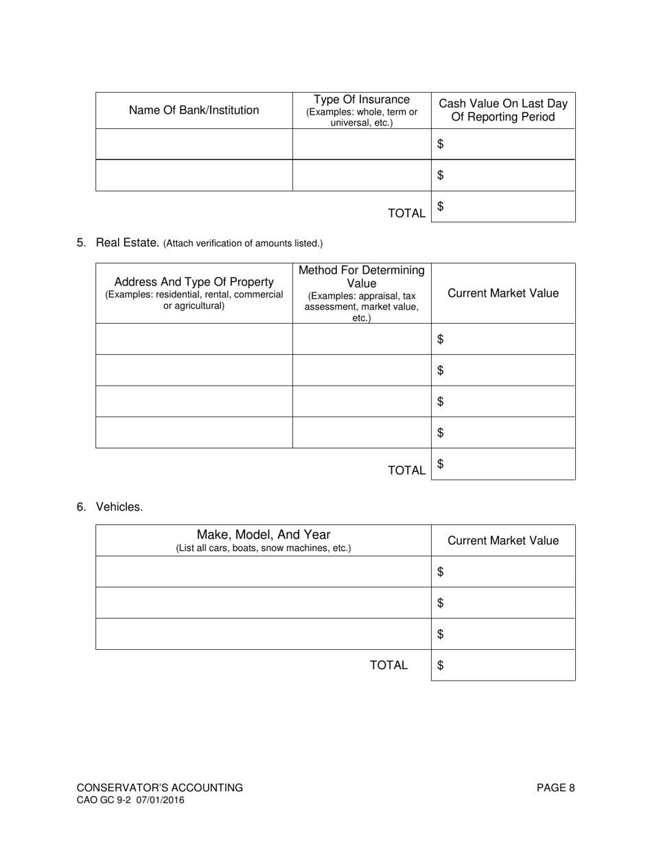 Form CAO GC9-2 Conservators Accounting - Idaho, Page 8