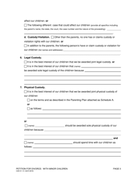 Form CAO D1-5 Petition for Divorce: With Minor Children - Idaho, Page 3