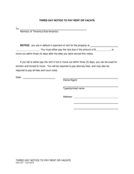 Document preview: Form CAO UD1 Three Day Notice to Pay Rent or Vacate - Idaho