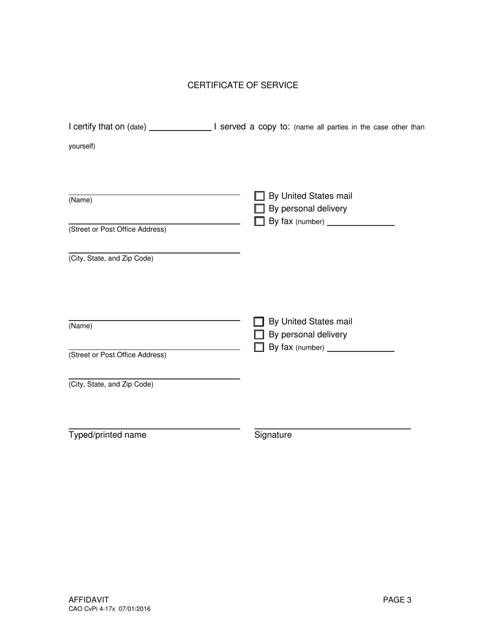 Form CAO CvPi4-17X Affidavit - Idaho, Page 3