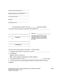 Document preview: Form CAO CvPi10-5 Motion and Affidavit for Examination of Judgment Debtor - Idaho