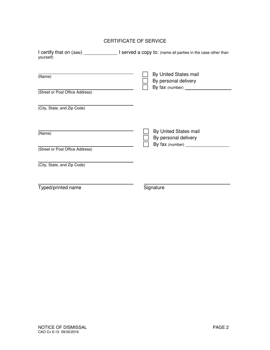 Form CAO Cv6-13 Notice of Dismissal - Idaho, Page 3