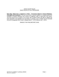 Document preview: Form CAO Cv9-3 Motion to Correct Clerical Error - Idaho