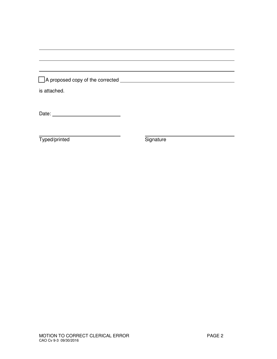 Form CAO Cv9-3 Motion to Correct Clerical Error - Idaho, Page 3