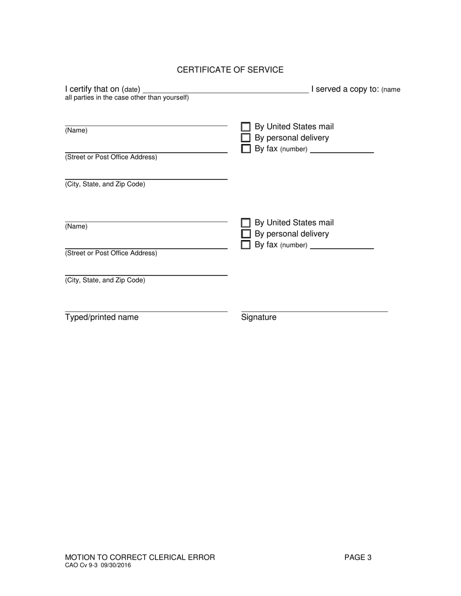 Form CAO Cv9-3 Motion to Correct Clerical Error - Idaho, Page 4