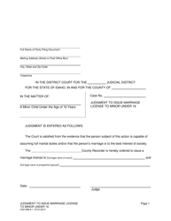 Document preview: Form CAO MM8-1 Judgment to Issue Marriage License to Minor Under 16 - Idaho