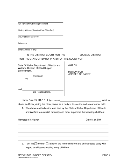 Form CAO GCS4-3  Printable Pdf