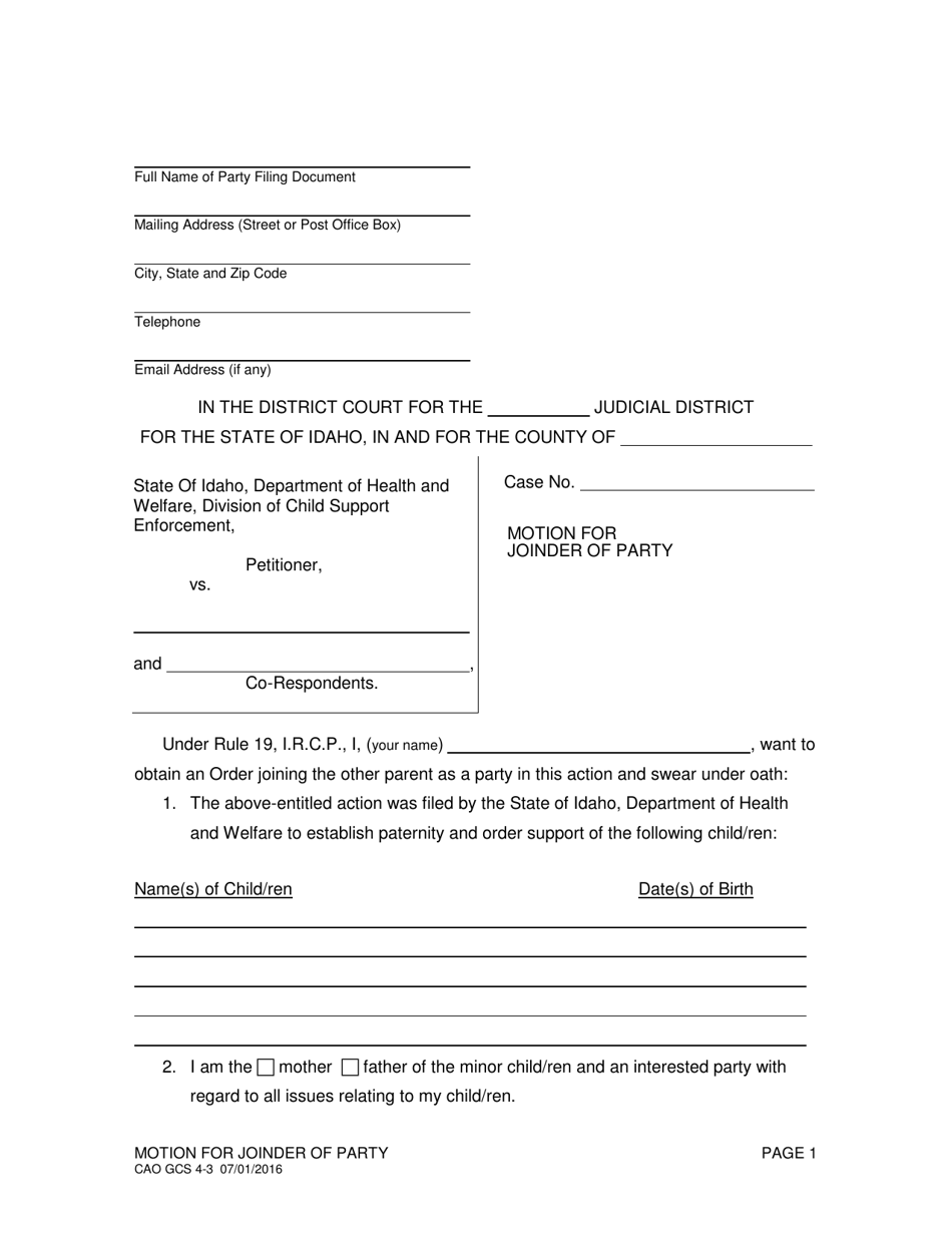 Form Cao Gcs4 3 Fill Out Sign Online And Download Printable Pdf Idaho Templateroller 6258