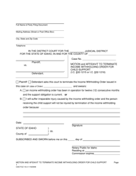 Form CAO FLE10-4 Motion and Affidavit to Terminate Income Withholding Order for Child Support - Idaho