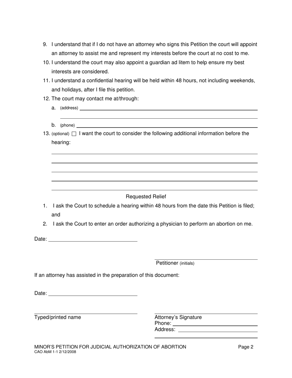 Form CAO AbM1-1 - Fill Out, Sign Online and Download Printable PDF ...