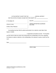 Document preview: Form CAO AbM4-3 Order Appointing Guardian Ad Litem - Idaho