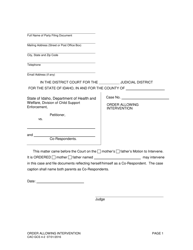 Document preview: Form CAO GCS4-2 Order Allowing Intervention - Idaho
