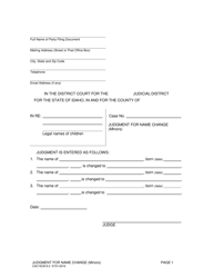 Document preview: Form CAO NCM8-2 Judgment for Name Change (Minors) - Idaho