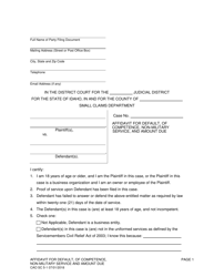 Document preview: Form CAO SC5-1 Affidavit for Default, of Competence, Non-military Service, and Amount Due - Idaho