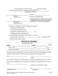 Document preview: Form CAO DV9-2 Notice of Hearing to Modify, Terminate or Renew Protection Order - Idaho