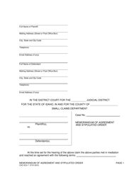 Form CAO SC4-7 &quot;Memorandum of Agreement and Stipulated Order&quot; - Idaho