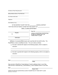 Document preview: Form CAO SC9-5 Order on Motion Contesting Claim of Exemption or Third Party Claim - Idaho