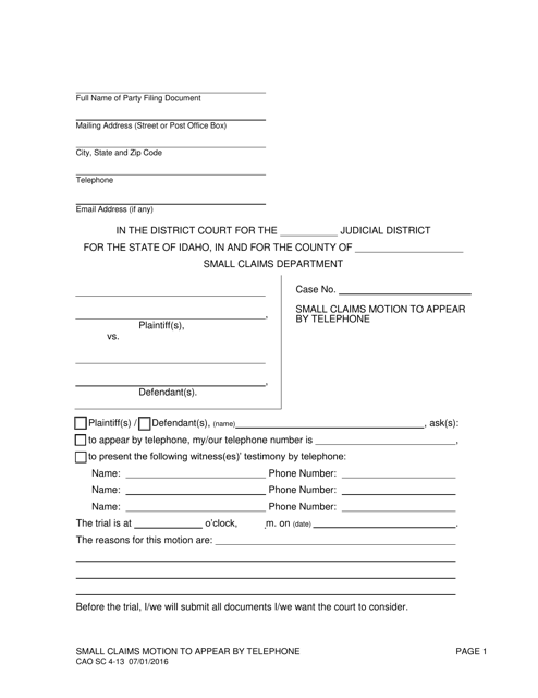 Form CAO SC4-13  Printable Pdf
