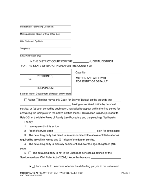 Form CAO GCS7-1  Printable Pdf