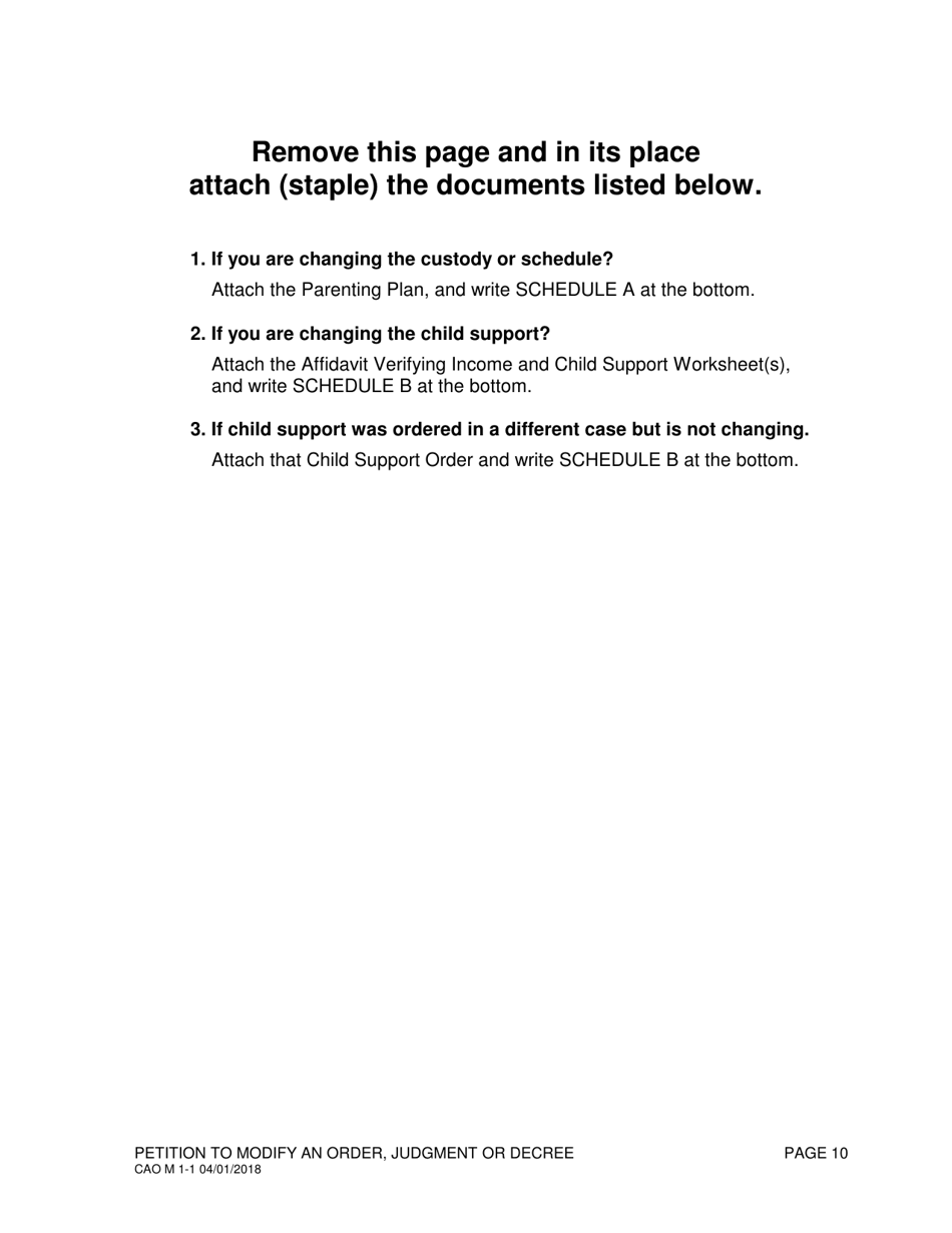 Form CAO M1-1 Petition to Modify an Order, Judgment or Decree - Idaho, Page 10