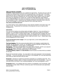 Instructions for Form CAO Cv3-5 Reply to Counterclaim - Idaho
