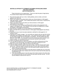 Document preview: Instructions for Form CAO FLE10-4 Motion and Affidavit to Terminate Income Withholding Order for Child Support - Idaho